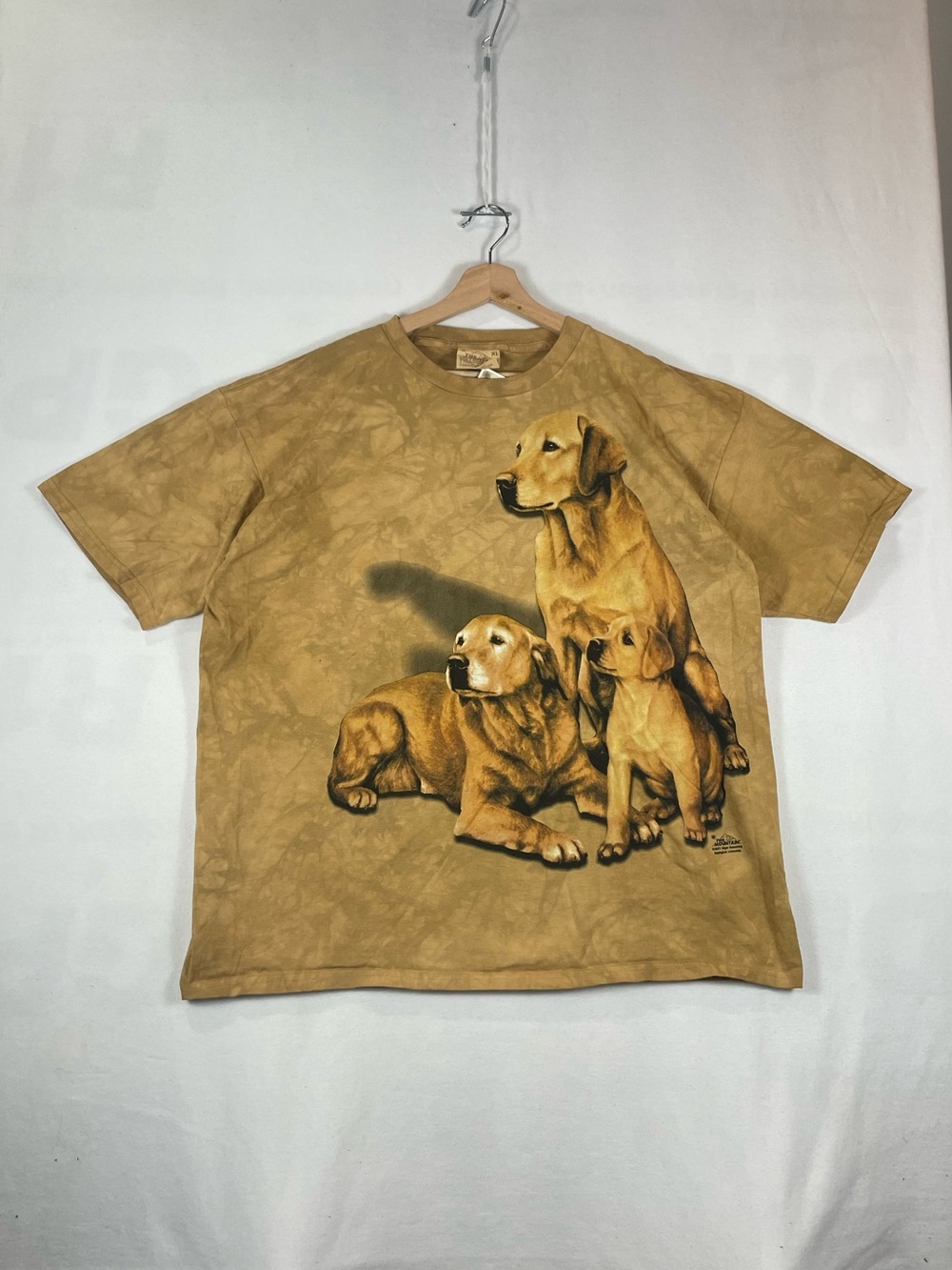 Vintage 2001 The Mountain Golden Retriever Dog Brown Tie Dye T shirt Sz XL